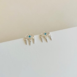 Brinco lux olho grego zirconia verde