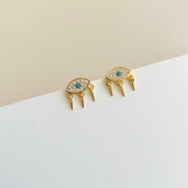 Brinco lux olho grego zirconia verde