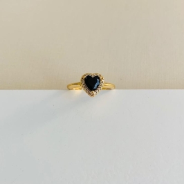 Anel coração zirconia preta