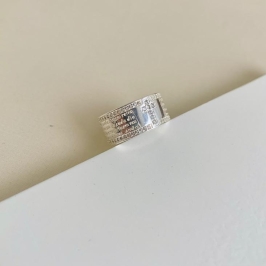 Anel pai nosso com cruz cravejada