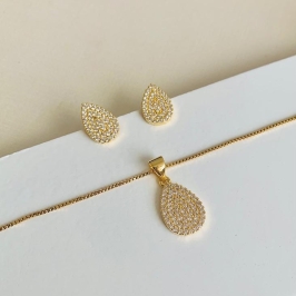 Conjunto gota G cravejada