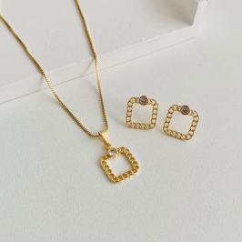 Conjunto quadrado corrente com zircônia