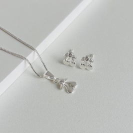 Conjunto cereja lisa com zircônia