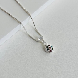 Colar meia bola de zirconias colors