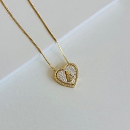 Colar Triplo Coração com Nossa Senhora