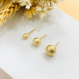 Trio Brinco Bolinha Texturizada Gold