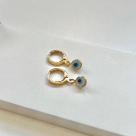 Brinco argolinha com olho grego branco