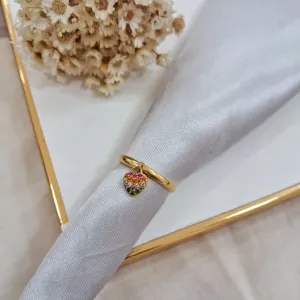 Anel com pingente de coração colors