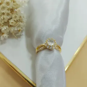Anel  flor de zirconias