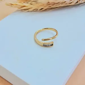 Anel zirconias baguete ajustavel