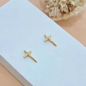 Brinco cruz de Cristo dourado