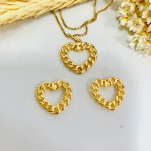 Conjunto luxo coração em elos