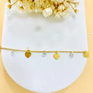 Pulseira corações e pontos de luz