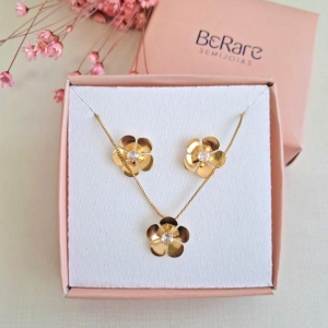 Conjunto flor delicada com ponto de luz