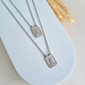 Escapulário SC de Jesus e São Jorge aço inoxidável