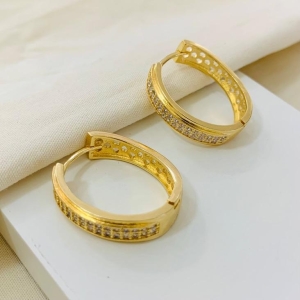 Argola cravejada grande 2 linhas