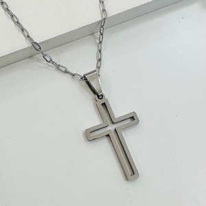 Corrente cartier com crucifixo vazado steel 70cm