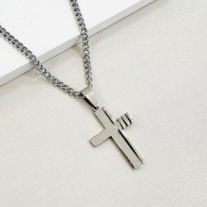 Corrente grumet com Cruz detalhes steel 60cm