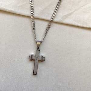 Corrente grumet com Cruz jesus steel 60cm