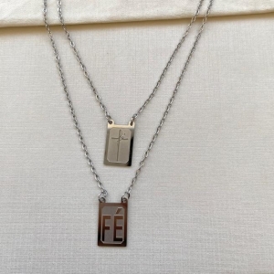 Escapulário Fé em dois formatos Steel