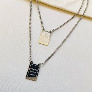 Escapulário Livrai- nos do mal amém + Cruz Steel