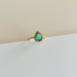 Anel gota zirconia verde