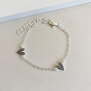 Pulseira coração black duplo