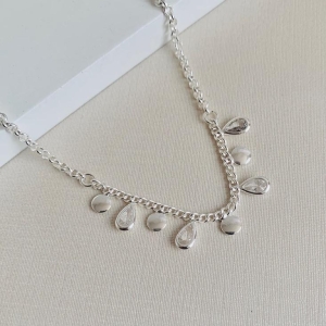 Tornozeleira circulo liso e gota zirconia