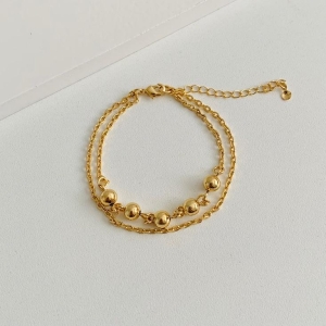 Pulseira dupla Bolinha e elo cadeado