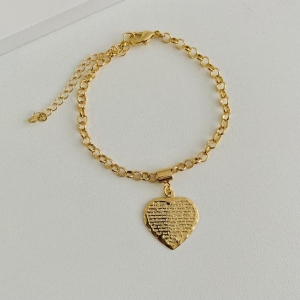 Pulseira elo português com coração do pai nosso
