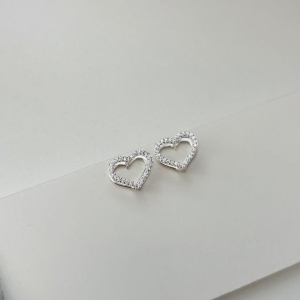 Argolinha coração duplo cravejado