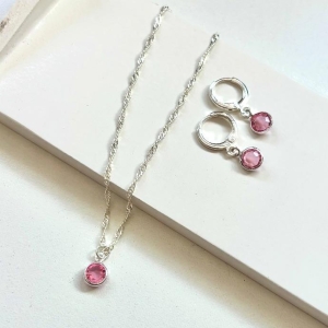 Conjunto brilhante ponto de luz rosa