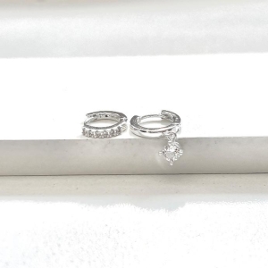 Dupla argola cravejada e zircônia