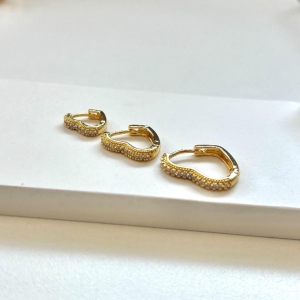 Trio argolinha lux coração cravejada 1 fila