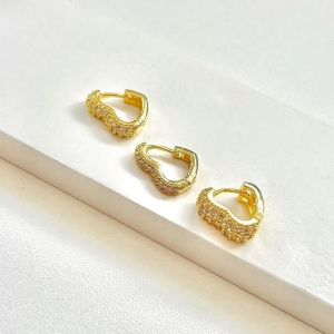 Trio argolinha lux coração cravejado