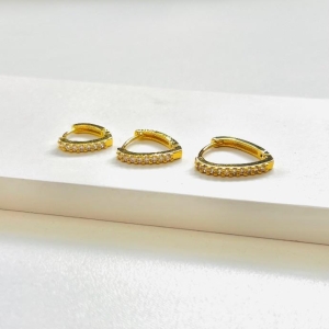 Trio argolinha oval cravejada