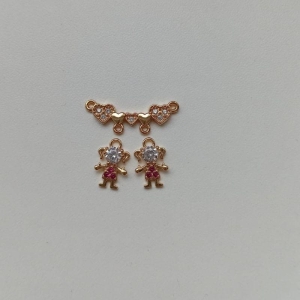 Colar canga dois filhos azul e rosa com zirconia