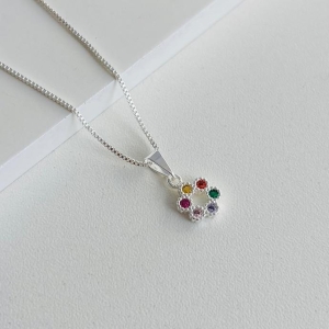 Colar circulo 6 zirconias colors