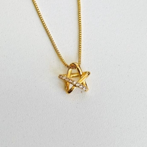 Colar estrela cadente com zirconias