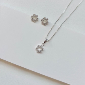 Conjunto circulo 6 zirconias cristal