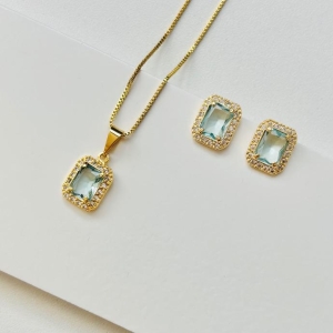 Conjunto luxo verde água