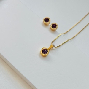 Conjunto zircônia roxa