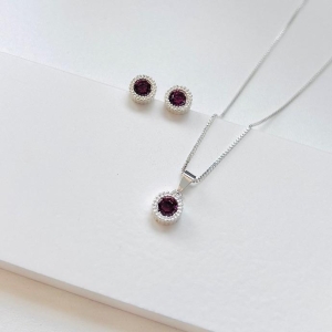 Conjunto zircônia roxa