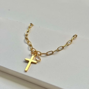 Pulseira cartier ponto de luz e cruz