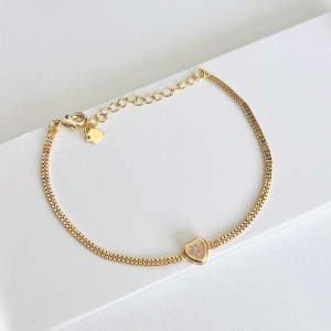 Pulseira fita pingente coração