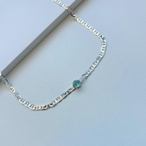 Choker piastrine com zirconia verde água
