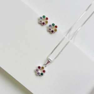 Conjunto circulo 6 zirconias colors