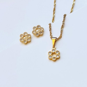 Conjunto circulo 6 zirconias cristal