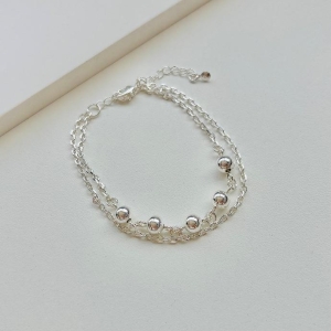 Pulseira dupla Bolinha e elo cadeado