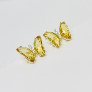 Brinco borboleta zirconia amarela